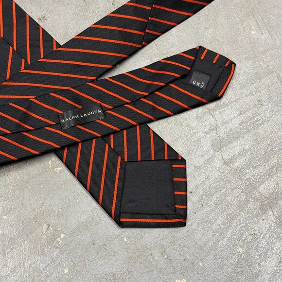 Ralph Lauren Tie Black Label 100% Silk Hand Made Made in Italy Striped 3" - Picture 3 of 5